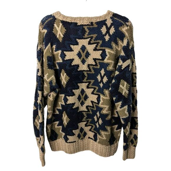 Vintage 90's Northern Isle Hand Knit Chunky Sweater Southwestern Aztec XL - Picture 2 of 8